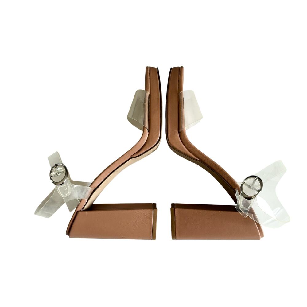 Steve Madden Women’s Persepoliss Beige Clear Strap Block Heel Sandals Size 9.5 - Picture 4 of 6